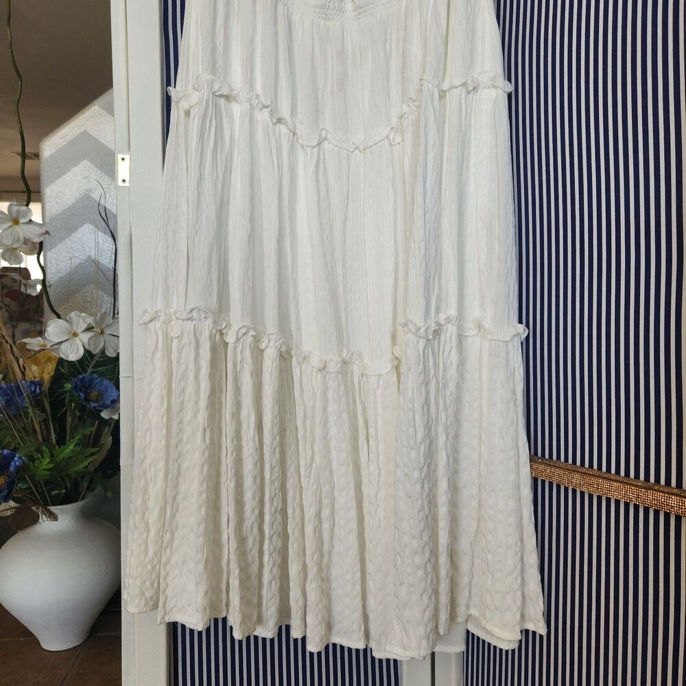 Tommy Hilfiger White Tiered- Ruffled Maxi Dress Size 14 - Picture 5 of 9